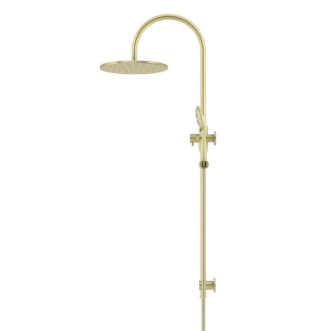 300mm Round Overhead Shower Rail, Three Function Hand Shower - Tiger Bronze