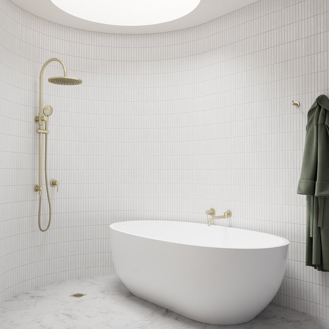 300mm Round Overhead Shower Rail, Three Function Hand Shower - Tiger Bronze