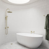 300mm Round Overhead Shower Rail, Three Function Hand Shower - Tiger Bronze