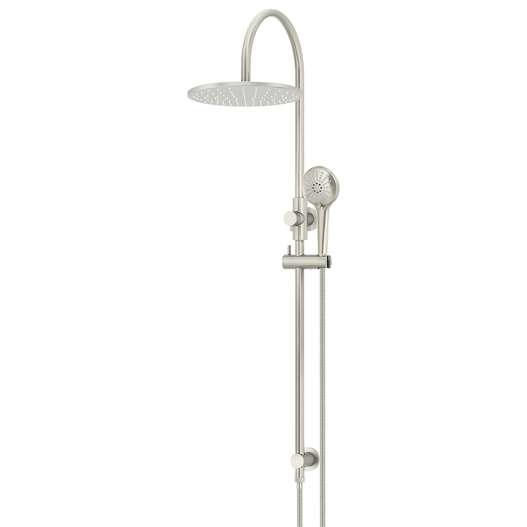 300mm Round Overhead Shower Rail, Three Function Hand Shower - Brushed Nickel