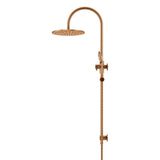 300mm Round Overhead Shower Rail, Three Function Hand Shower - Lustre Bronze