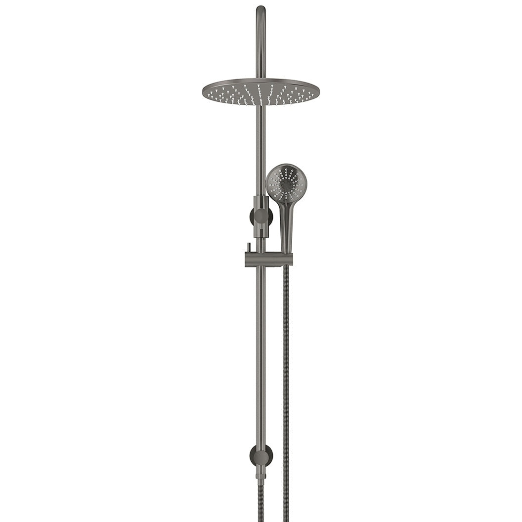 300mm Round Overhead Shower Rail, Three Function Hand Shower - Shadow