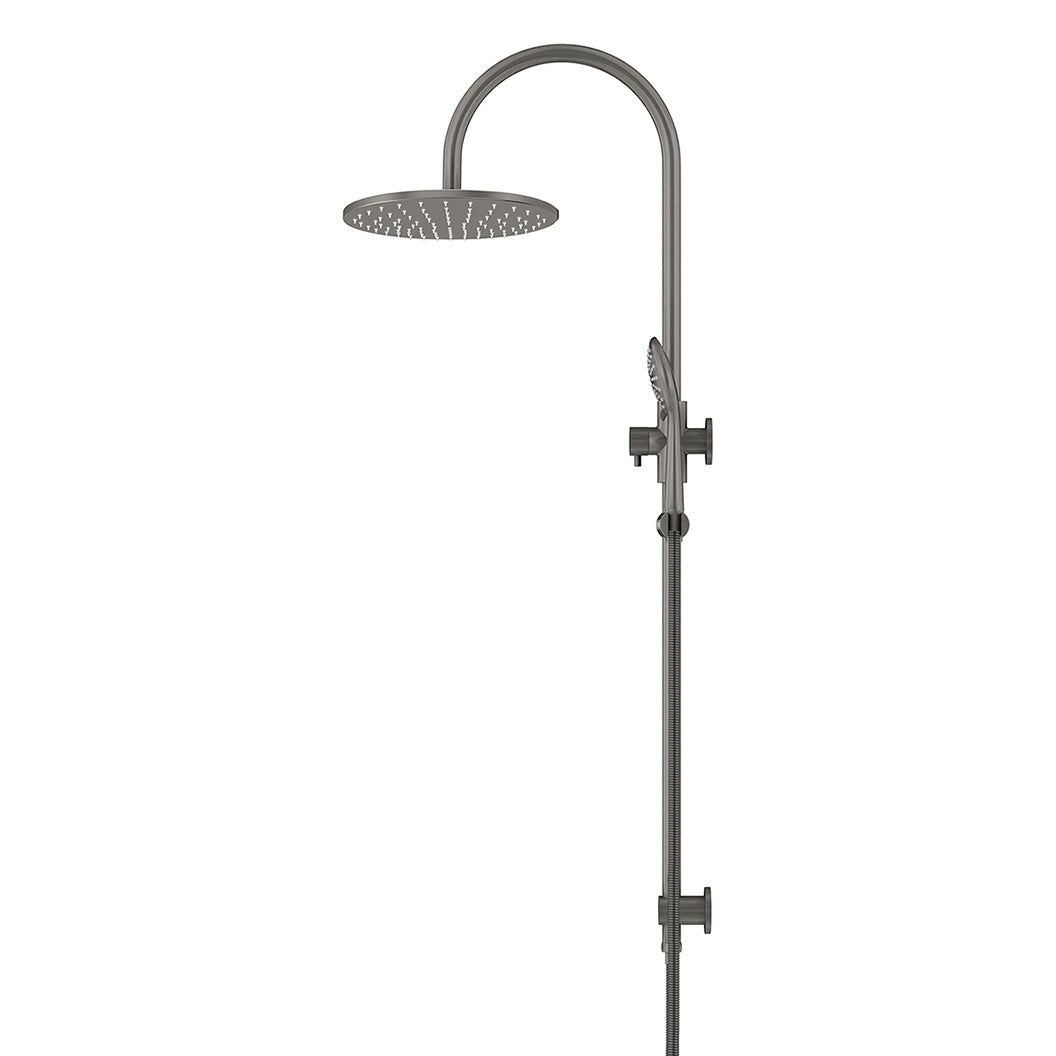 300mm Round Overhead Shower Rail, Three Function Hand Shower - Shadow