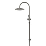 300mm Round Overhead Shower Rail, Three Function Hand Shower - Shadow