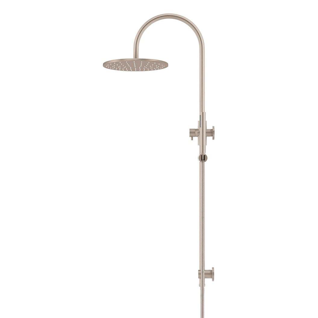 300mm Round Overhead Shower Set, Single Function Hand Shower - Champagne