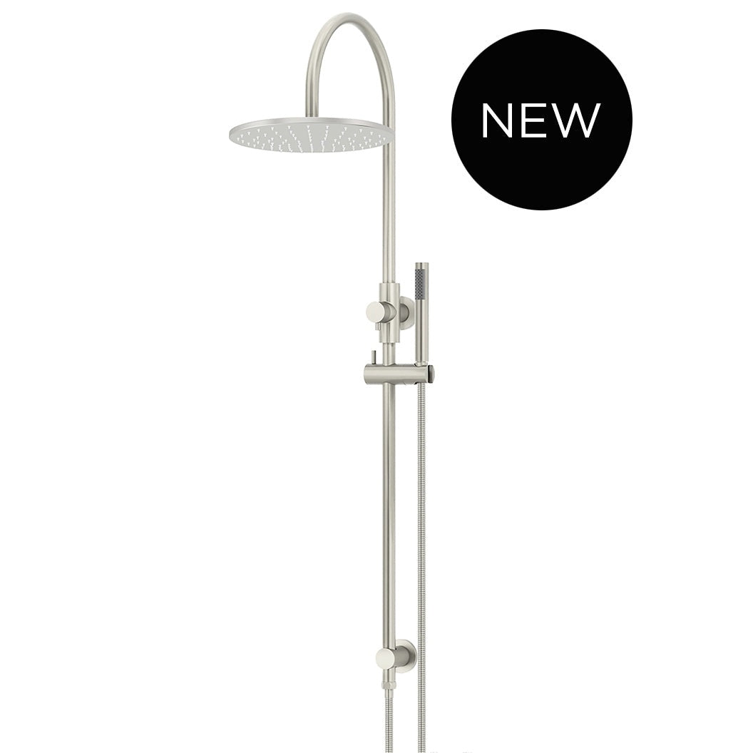 300mm Round Overhead Shower Set, Single Function Hand Shower in Brushed Nickel - close-up detail view