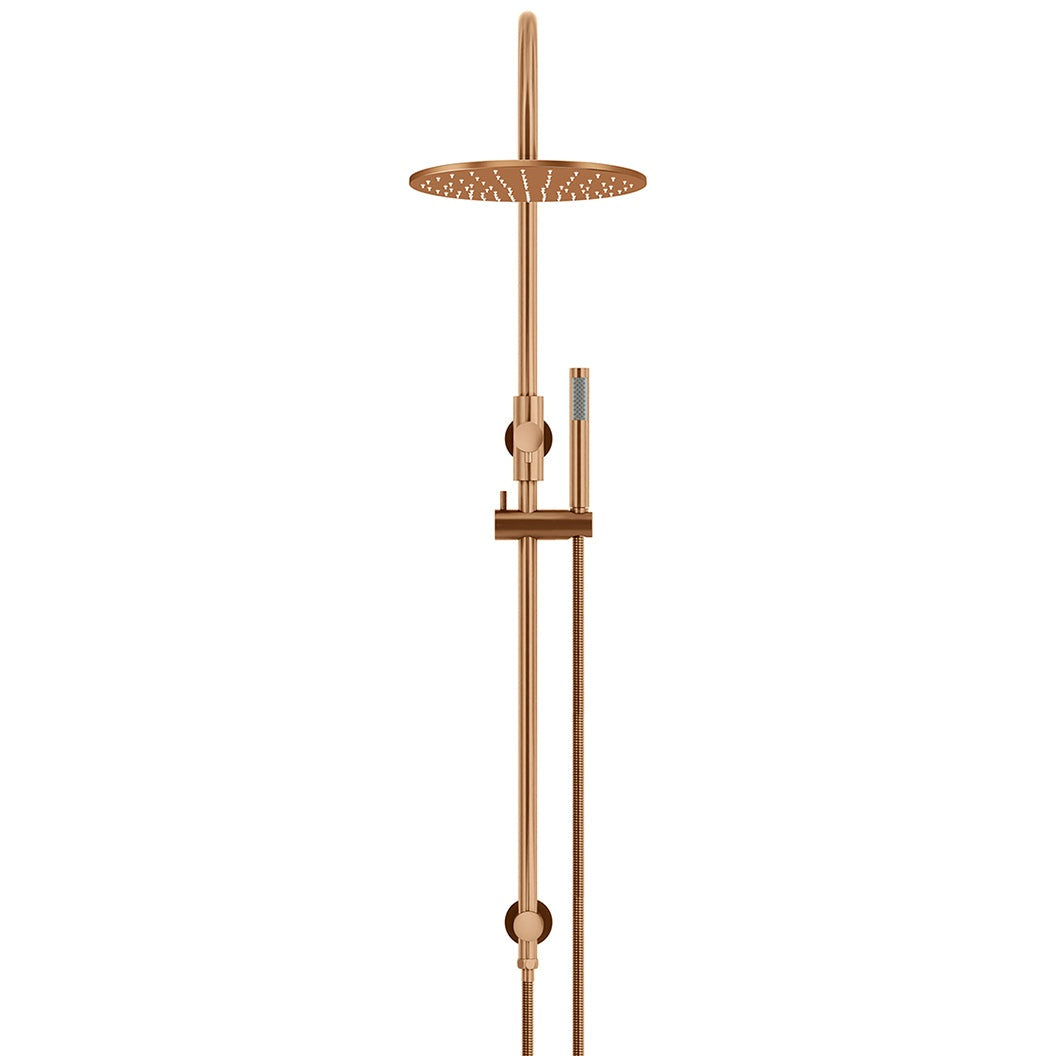 300mm Round Overhead Shower Set, Single Function Hand Shower - Lustre Bronze