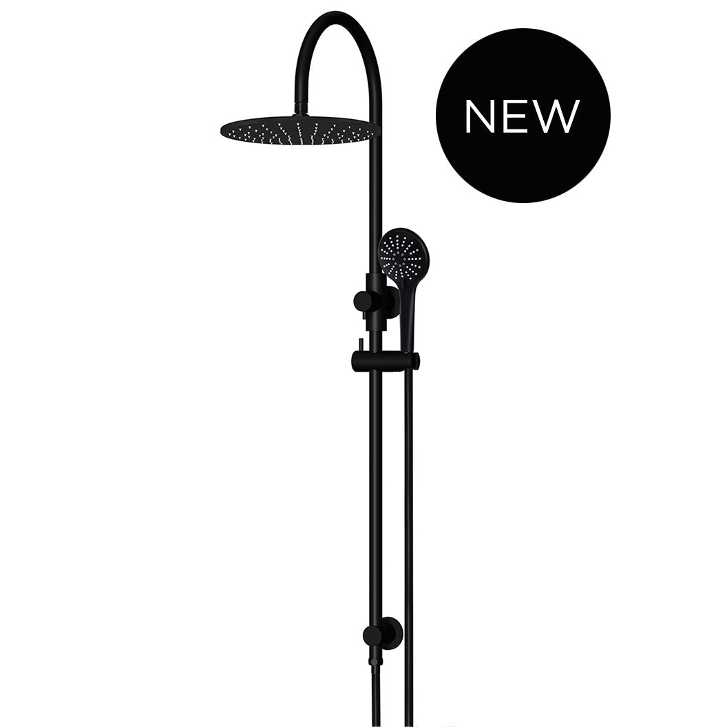 300mm Round Overhead Shower Rail, Three Function Hand Shower - front view