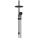 300mm Round Overhead Shower Rail, Three Function Hand Shower - Matte Black