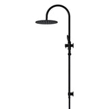 300mm Round Overhead Shower Rail, Three Function Hand Shower - Matte Black