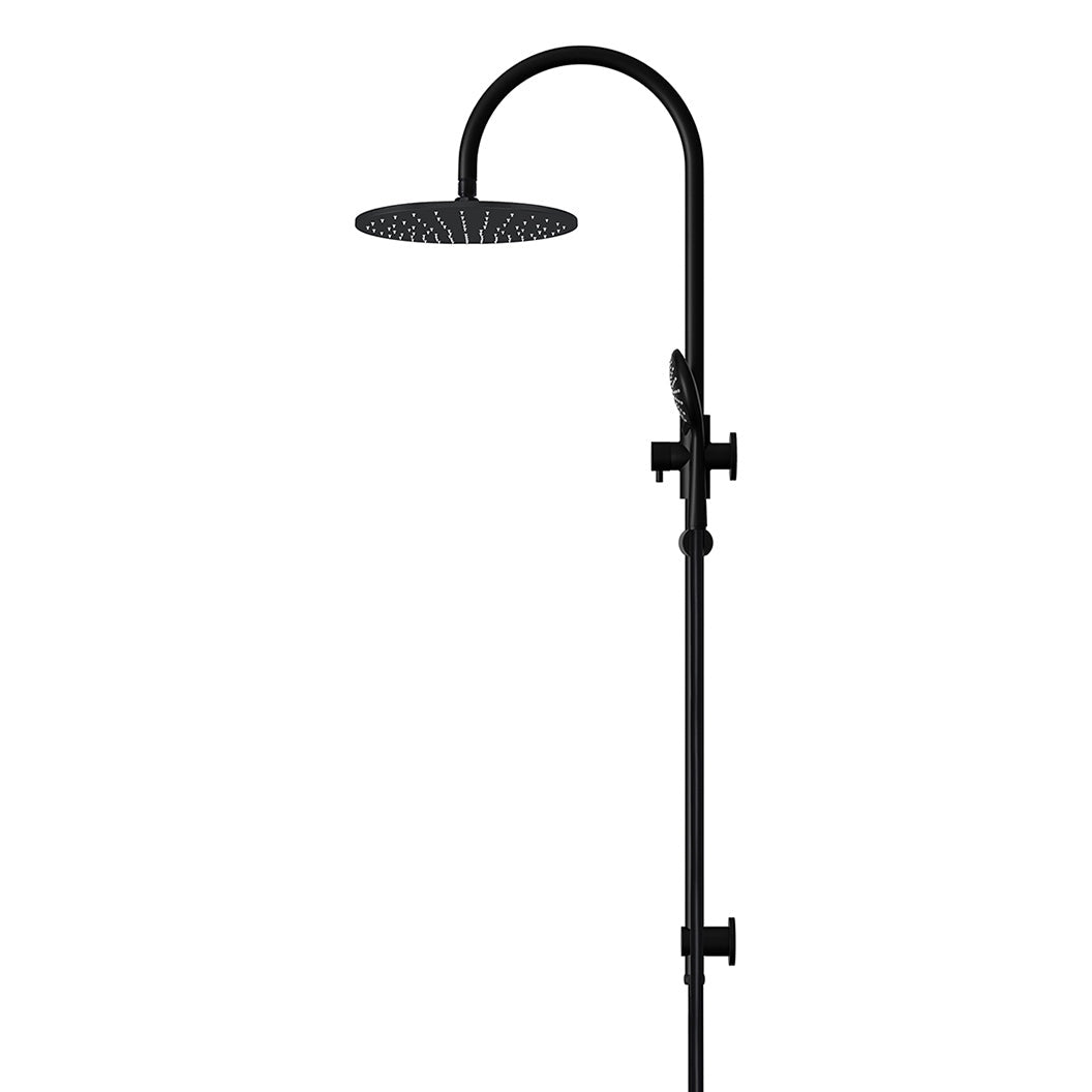 300mm Round Overhead Shower Rail, Three Function Hand Shower - Matte Black