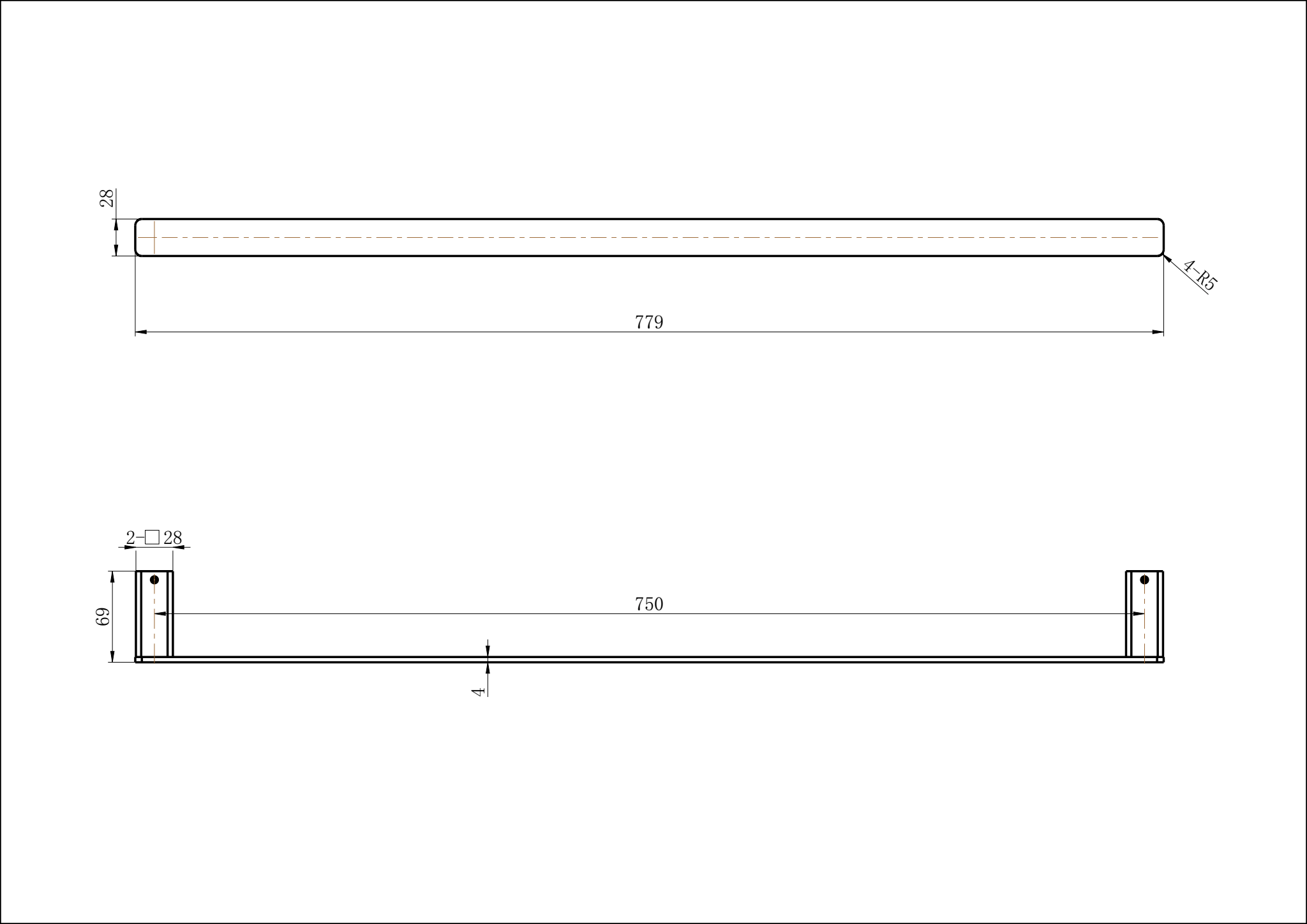 Nova Single Towel Rail 750mm - Matte Black