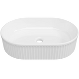 Timberline Oval Flute Above Counter Basin 490mm Gloss White