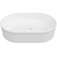 Oval Flute Above Counter Basin 490mm Gloss White – Gloss White