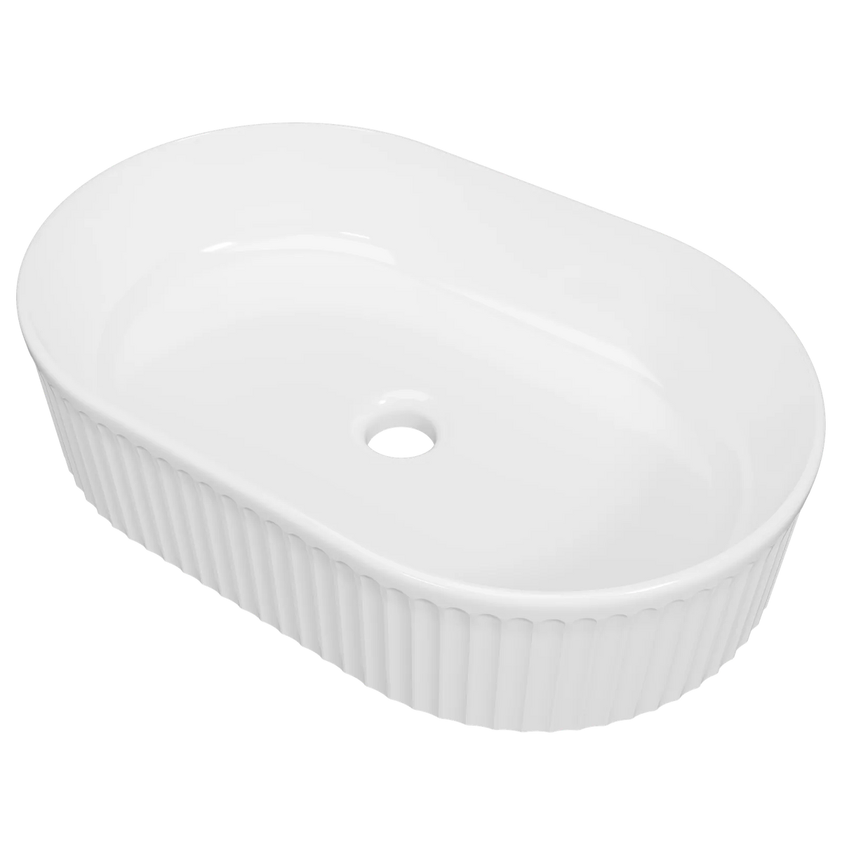 Timberline Oval Flute Above Counter Basin 490mm Gloss White - image 2