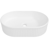 Timberline Oval Flute Above Counter Basin 490mm Matte White