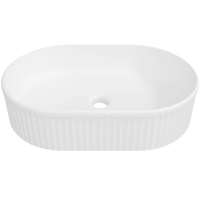 Oval Flute Above Counter Basin 490mm Matte White – Matte White