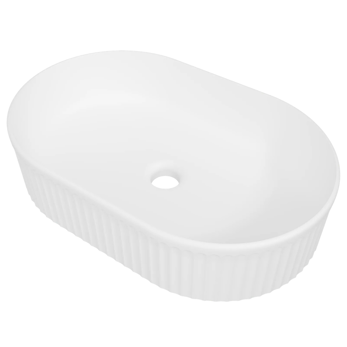 Timberline Oval Flute Above Counter Basin 490mm Matte White - image 2
