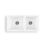 Sicily White Fireclay Farmhouse 1 & 3/4 Bowl Counter Top or Undermount Sink