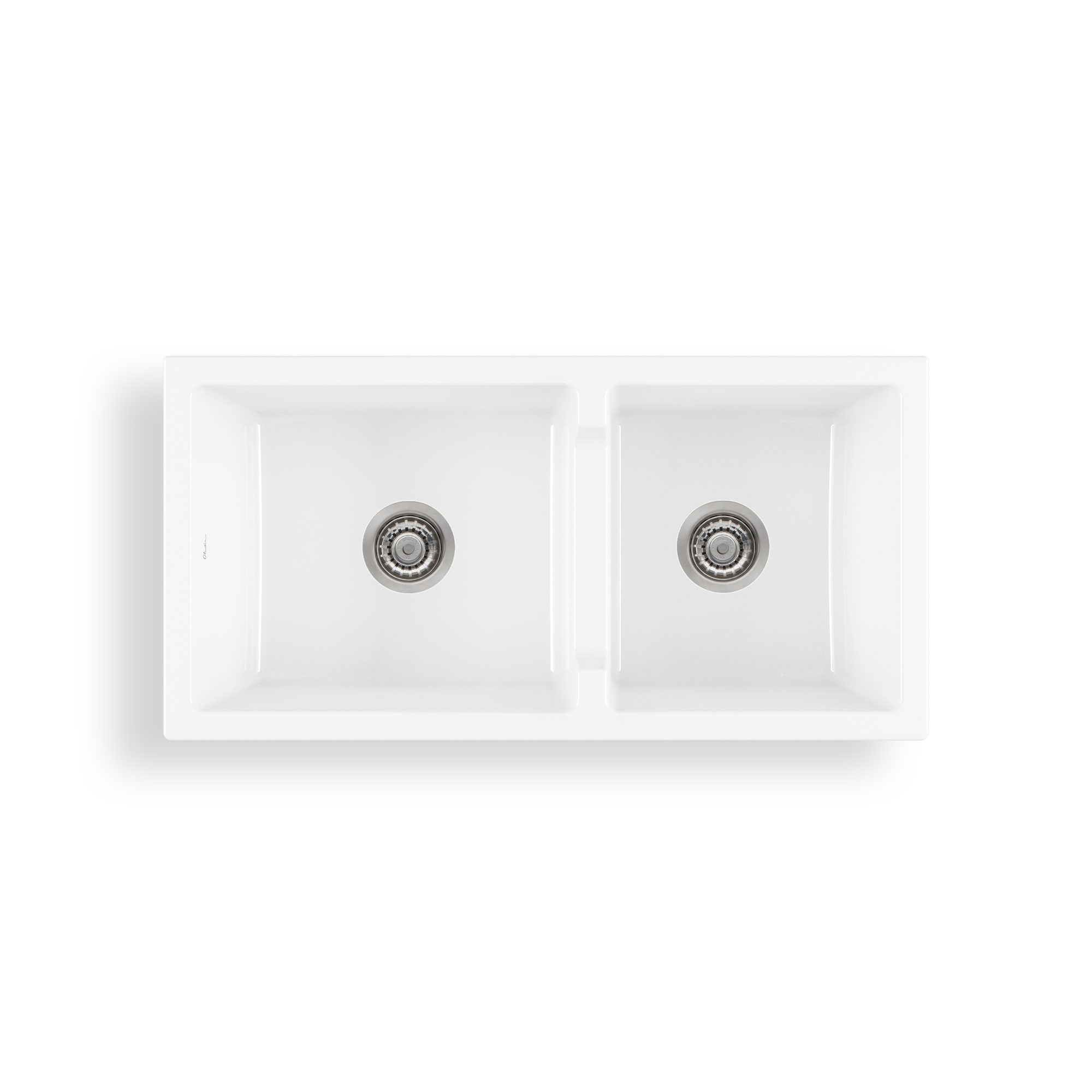 Sicily White Fireclay Farmhouse 1 & 3/4 Bowl Counter Top or Undermount Sink