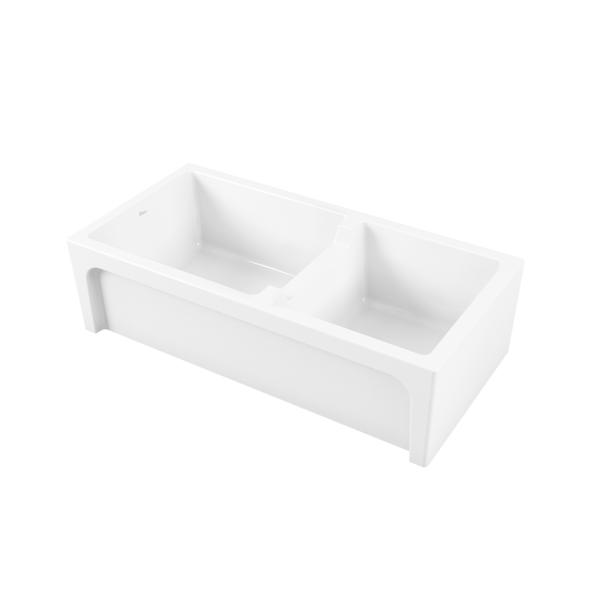 Sicily White Fireclay Farmhouse 1 & 3/4 Bowl Counter Top or Undermount Sink