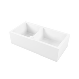 Sicily White Fireclay Farmhouse 1 & 3/4 Bowl Counter Top or Undermount Sink
