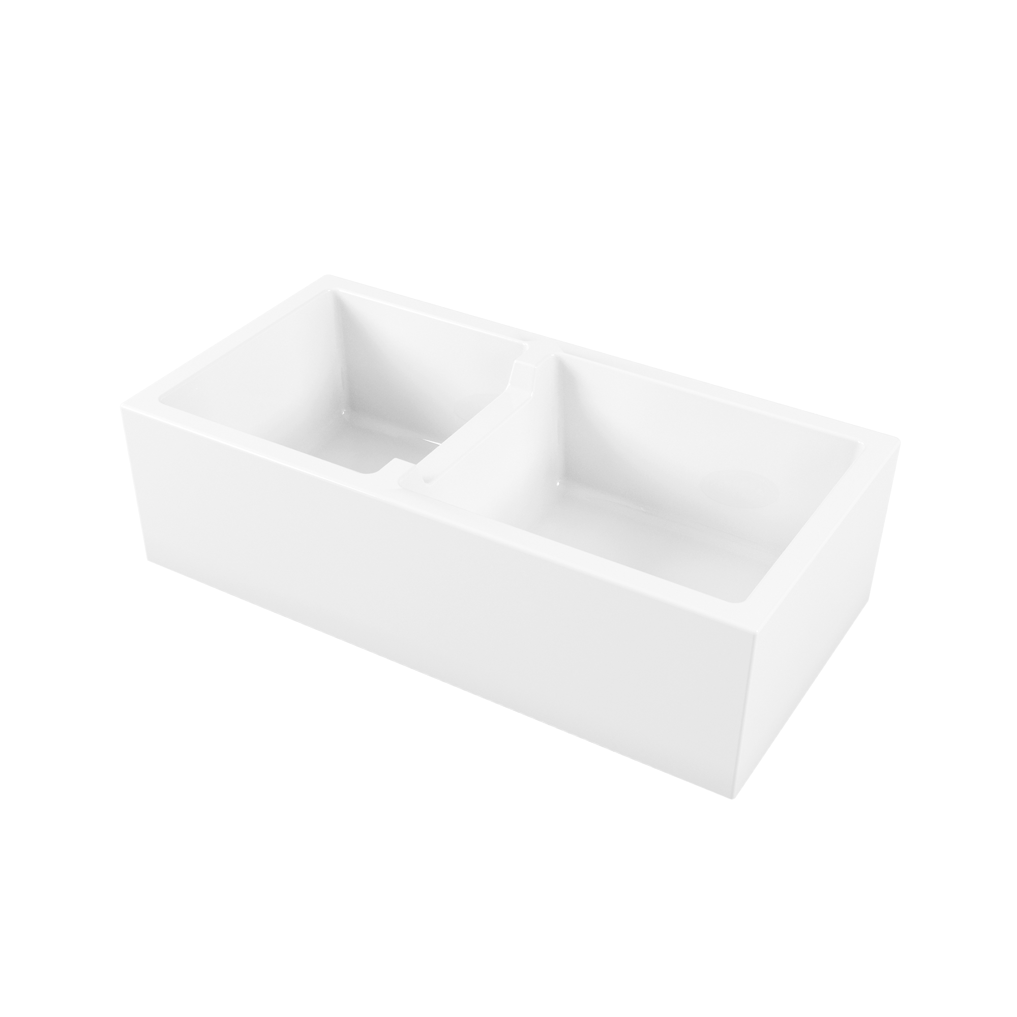 Sicily White Fireclay Farmhouse 1 & 3/4 Bowl Counter Top or Undermount Sink