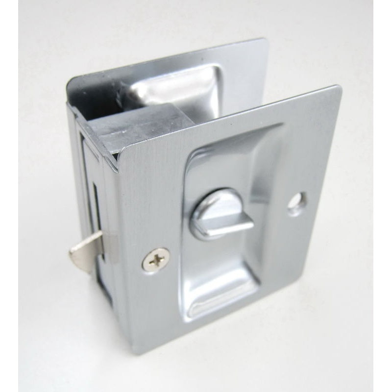 Cavity Sliding Door Lock Satin Chrome -Privacy