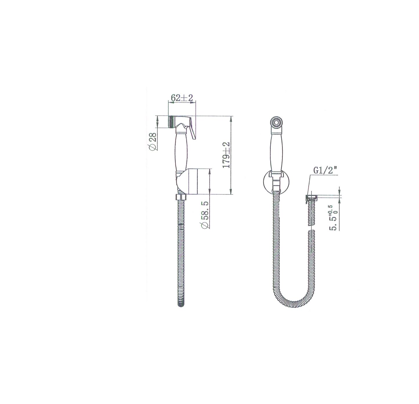 Bidet Toilet Spray - Chrome