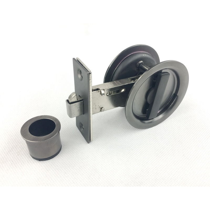 Cavity Sliding Door Lock RD (Stainless Steel 304) Privacy -Satin Black Nickel