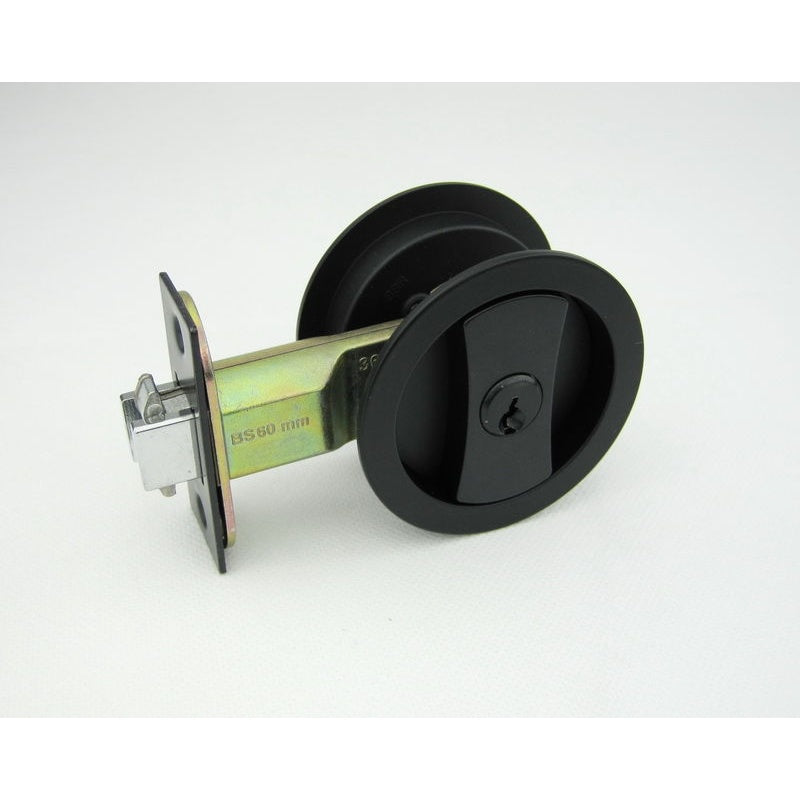 Cavity Sliding Door Lock RD Matt Black -Entrance