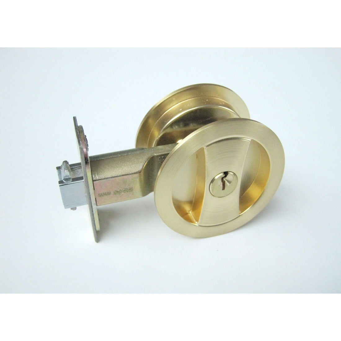 Cavity Sliding Door Lock RND Satin Brushed Gold -Entrance