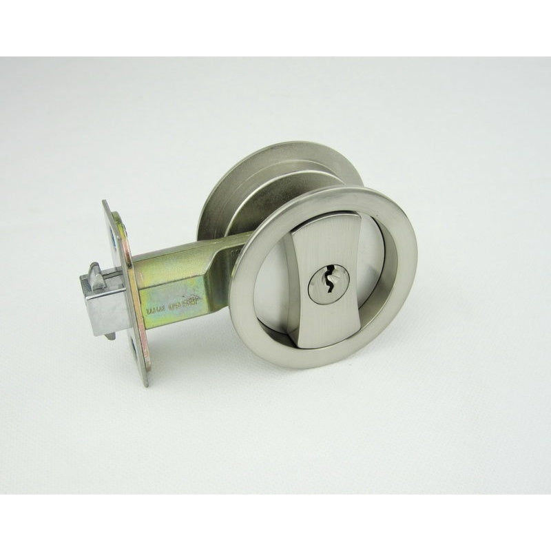 Cavity Sliding Door Lock RD Satin Nickel -Entrance