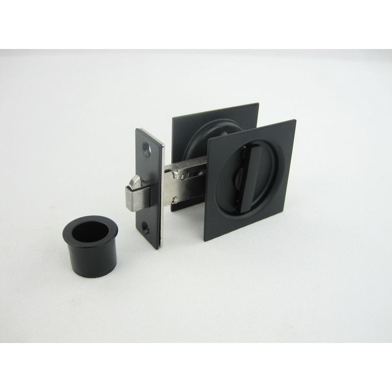 Cavity Sliding Door Lock SQ (Stainless Steel 304) Privacy -Matt Black