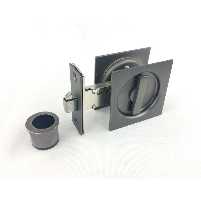 Cavity Sliding Door Lock SQ Satin Black Nickel -Privacy