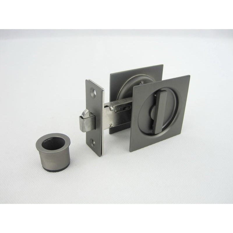 Cavity Sliding Door Lock SQ (Stainless Steel 304) Privacy -Satin Black Nickel