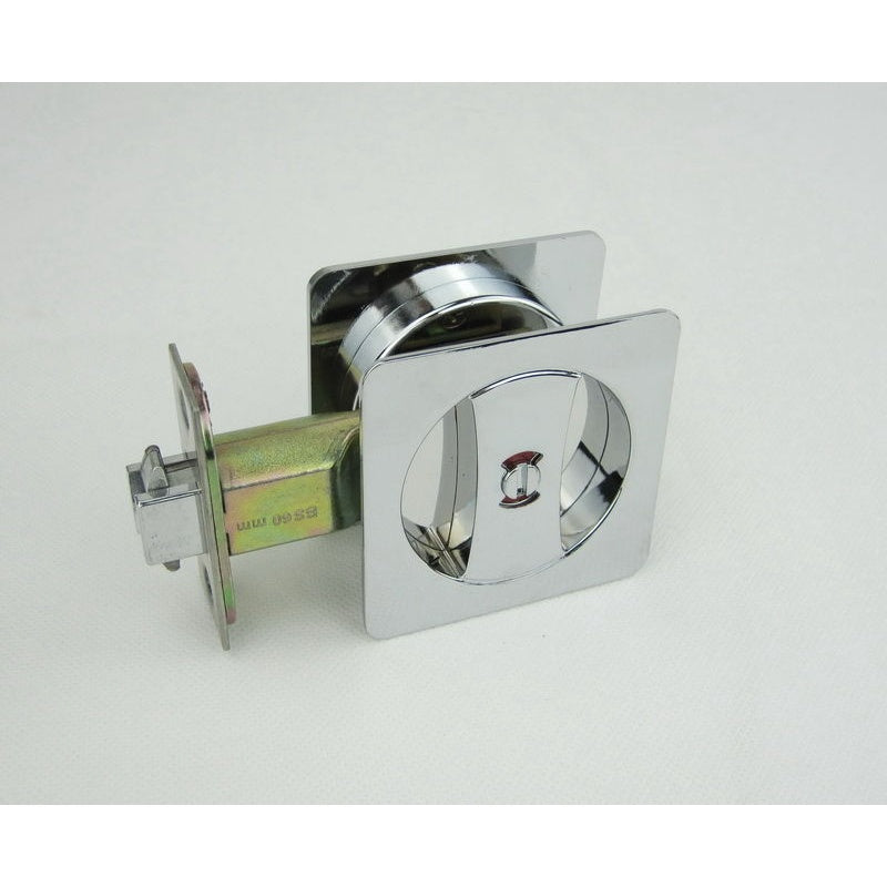 Cavity Sliding Door Lock SQ Polished Chrome -Privacy