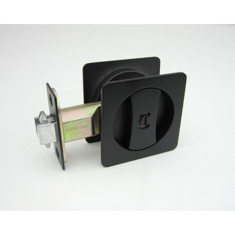 Cavity Sliding Door Lock SQ Matt Black -Privay
