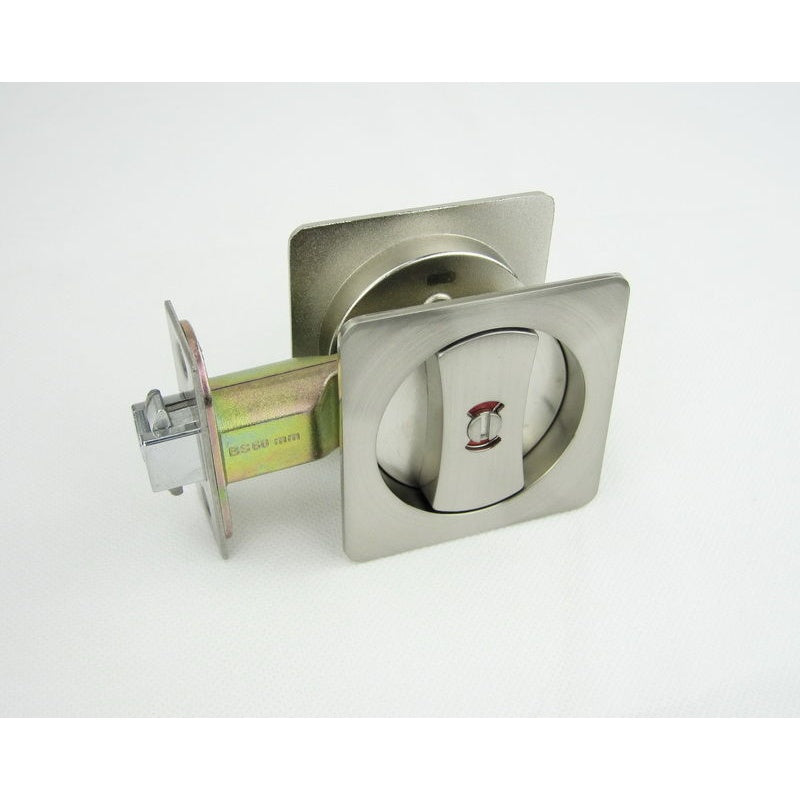 Cavity Sliding Door Lock SQ Satin Nickel -Privacy