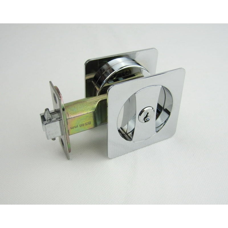 Cavity Sliding Door Lock SQ Polished Chrome -Entrance
