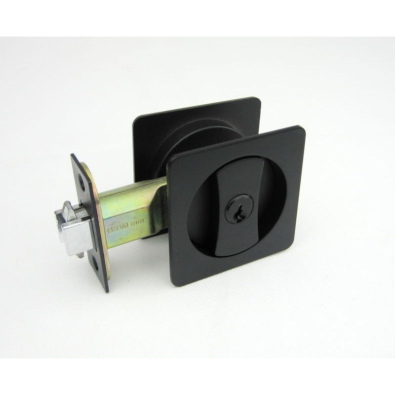 Cavity Sliding Door Lock SQ Matt Black -Entrance