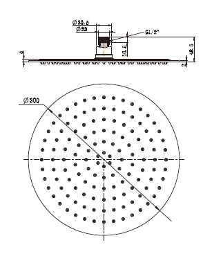 Stainless Steel Round Shower Head 300mm - Matte Black