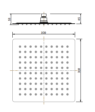 Stainless Steel Square Shower Head 300mm - dimension diagram with product code (4 of 4)