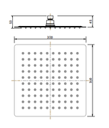 Stainless Steel Square Shower Head 300mm - dimension diagram with product code (4 of 4)