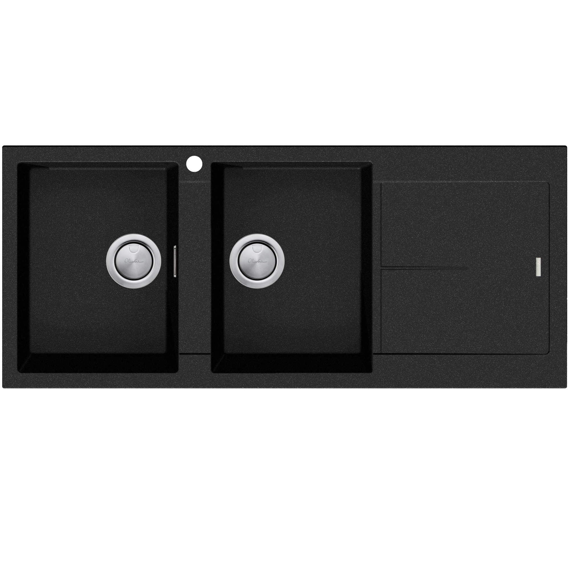 Santorini Black Double Bowl Topmount Sink With Drainer