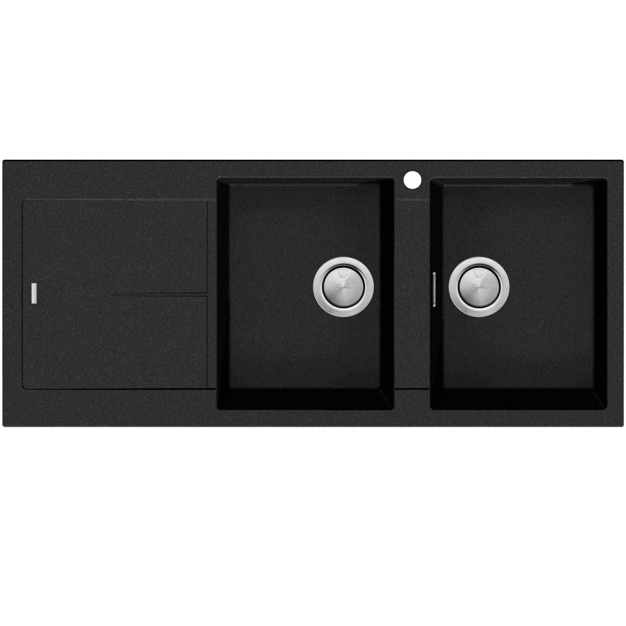 Santorini Black Double Bowl Topmount Sink With Drainer