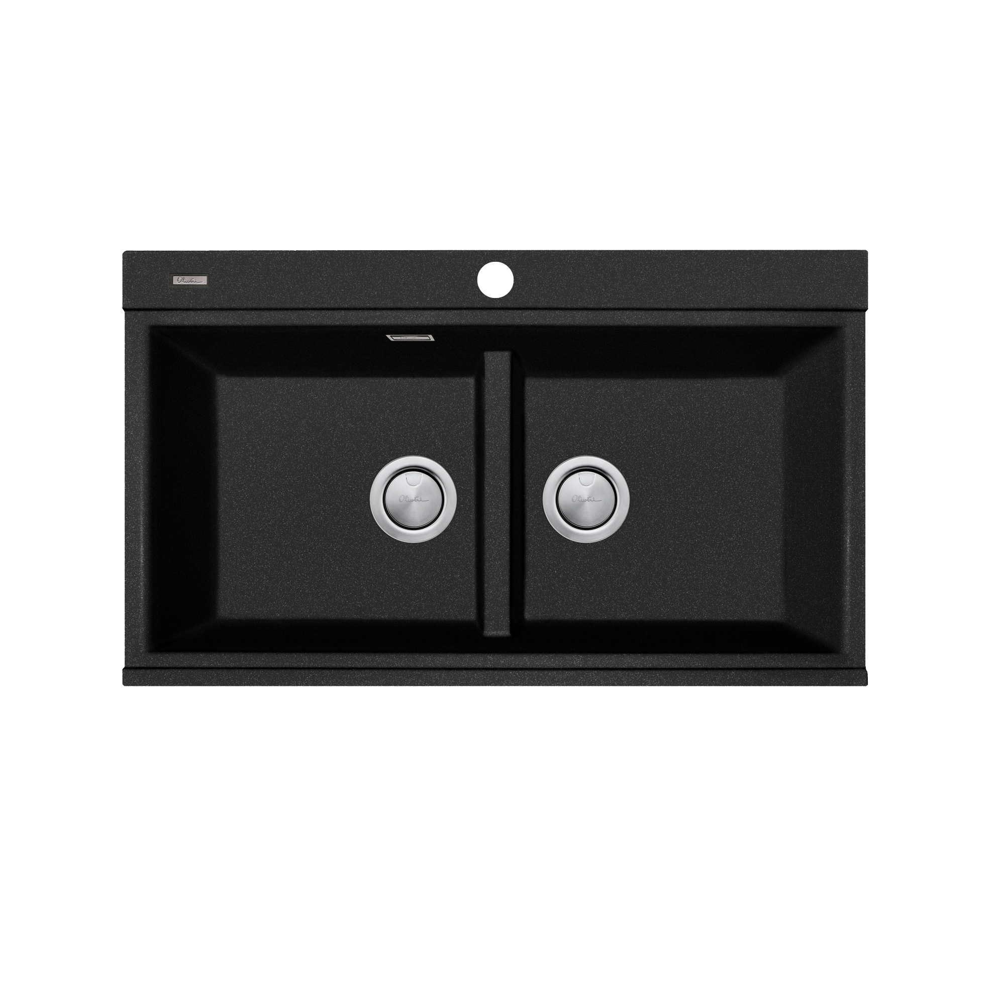 Santorini Black Double Bowl Topmount Sink With Glass Top