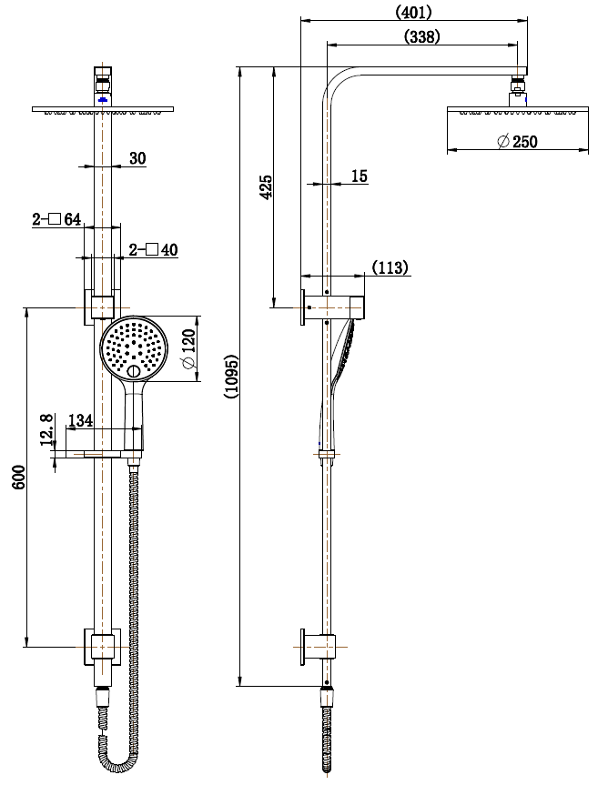 Kiama Shower Column Set - Matte Black