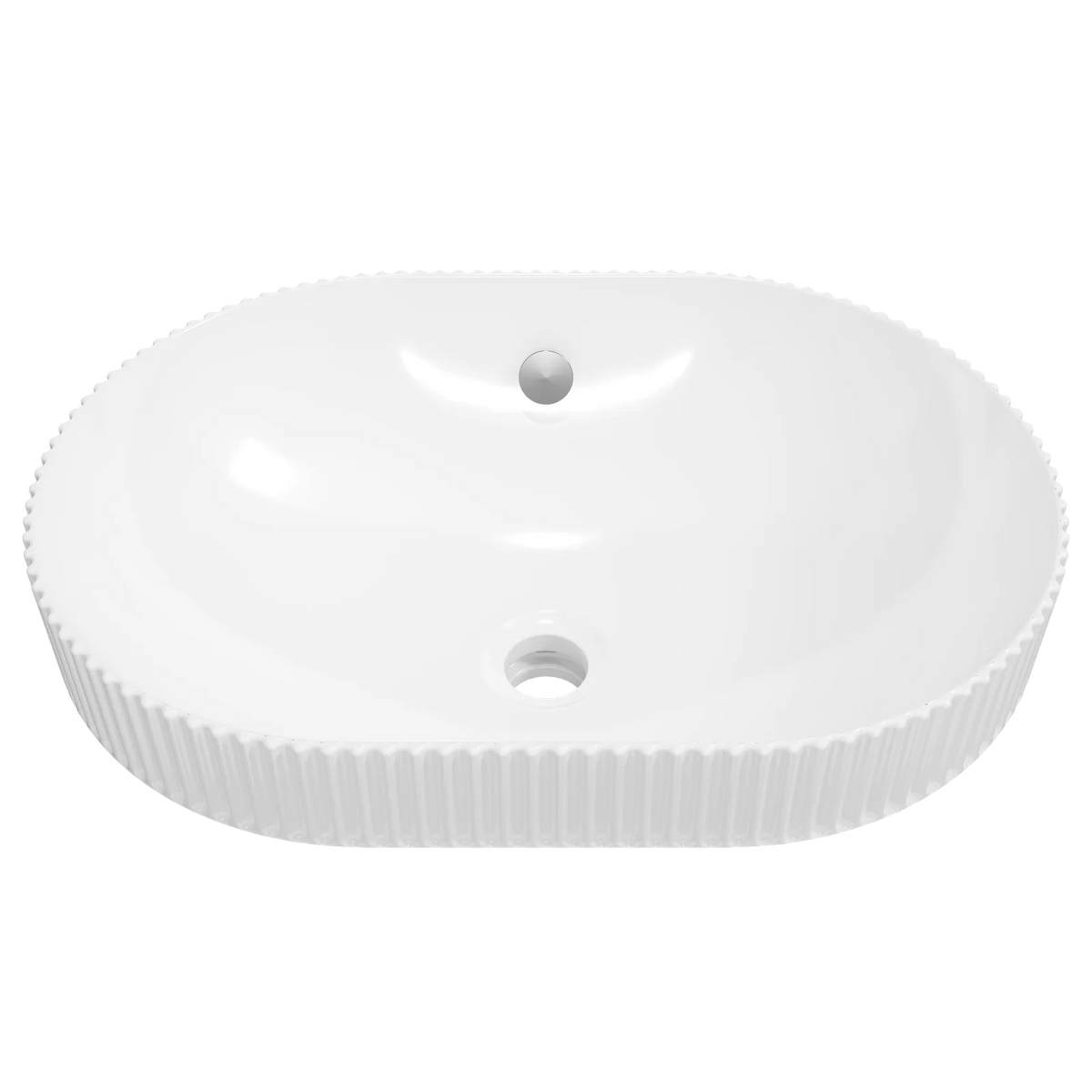 Timberline Terance Flute Semi Inset Basin 500mm Gloss White