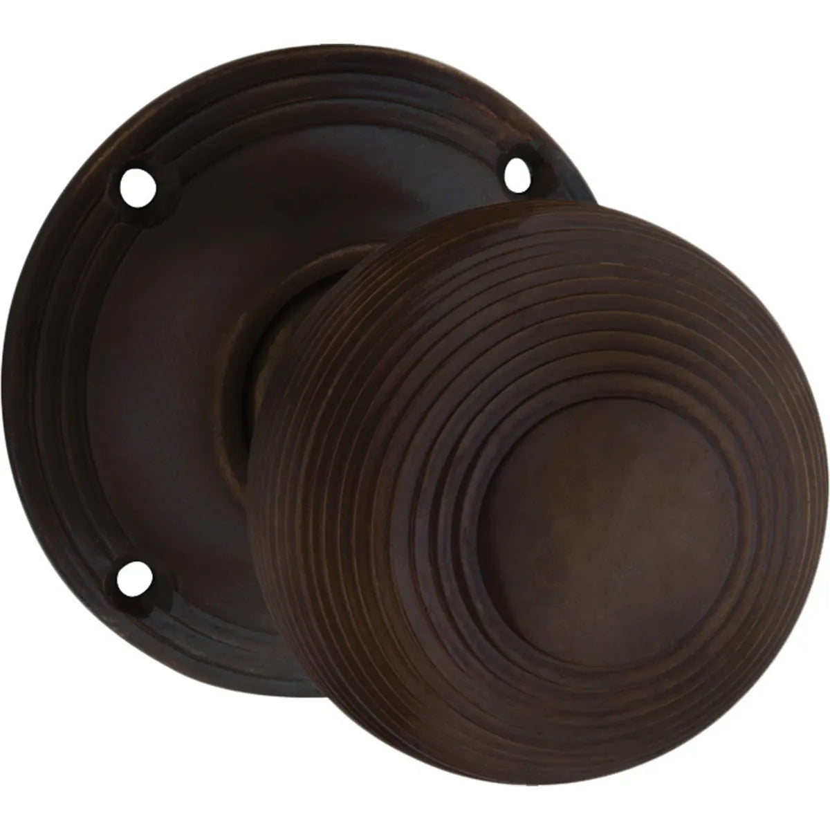 Reeded Mortice Knob - Round Rose